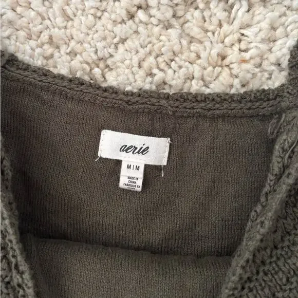 Aerie Green Knit Cropped Tank Boho Top Medium - Picture 5 of 9